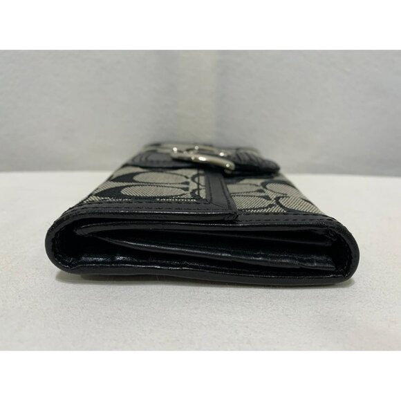 SOLD***Y2K Coach Soho Signature Long Wallet Buckle Canvas Leather Black Gray - Picture 5 of 12